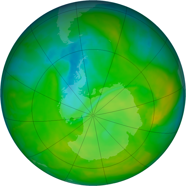 Antarctic ozone map for 25 November 2012